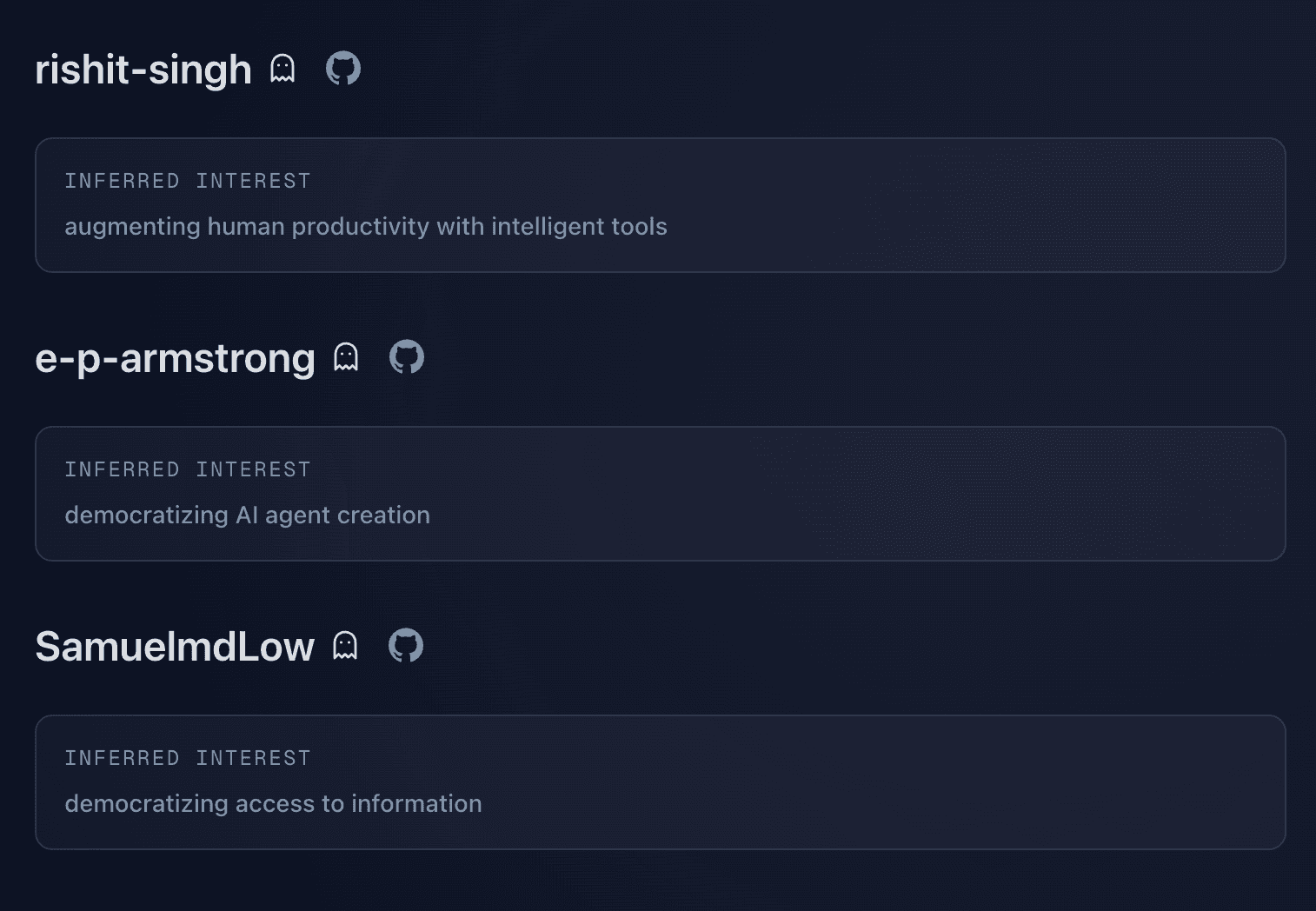 Discover people building similar things